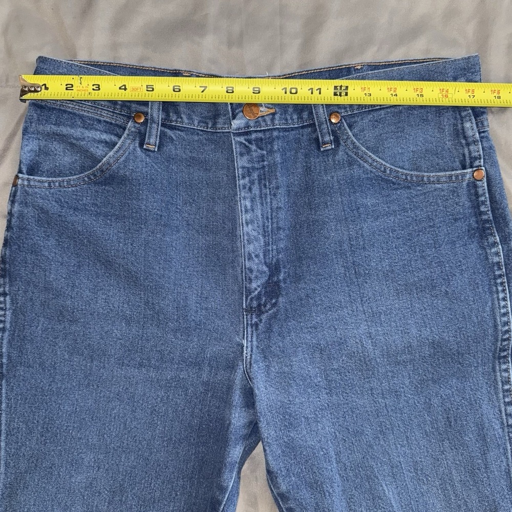 Wrangler Cowboy Cut Slim Fit Jeans Mens 35x30 Blue  936PWD High Rise Straight - Picture 5 of 9